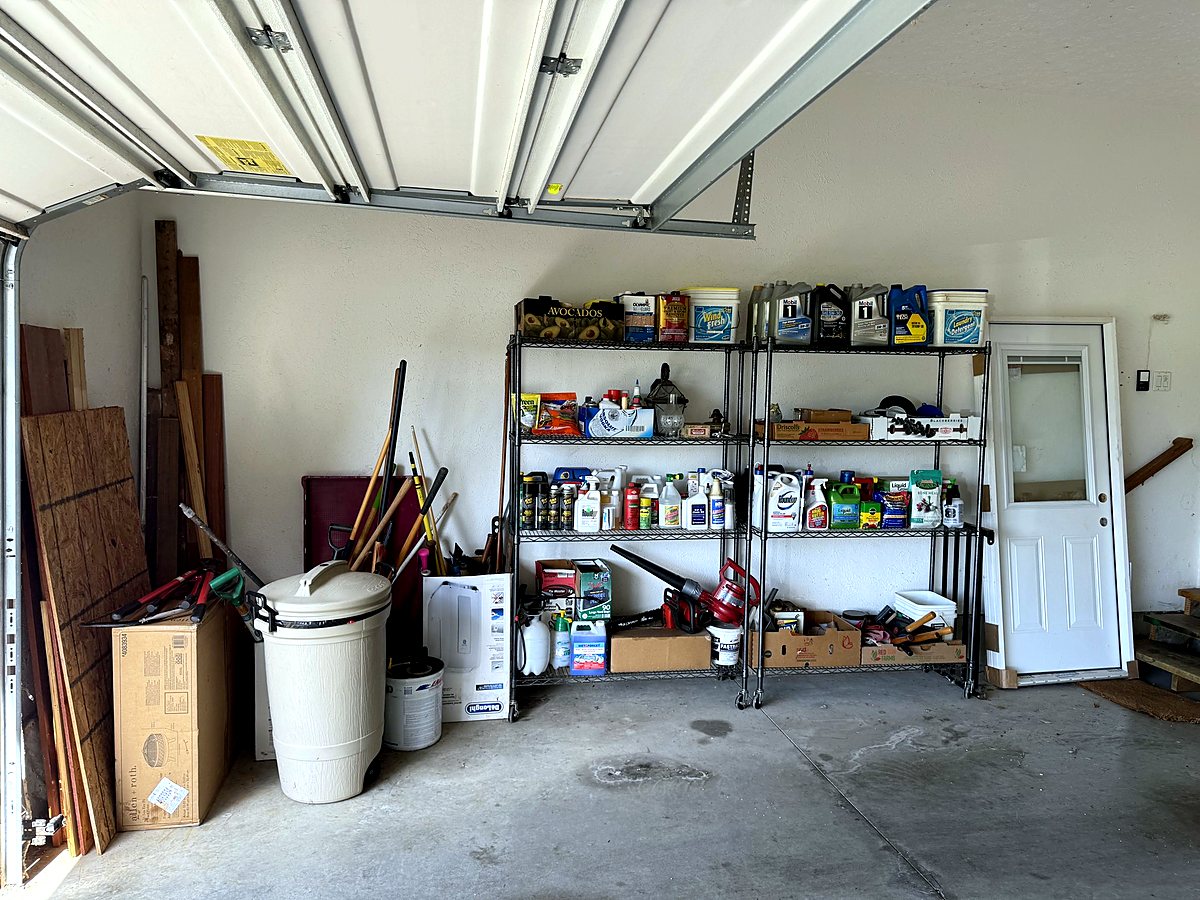 After — organized garage shelves